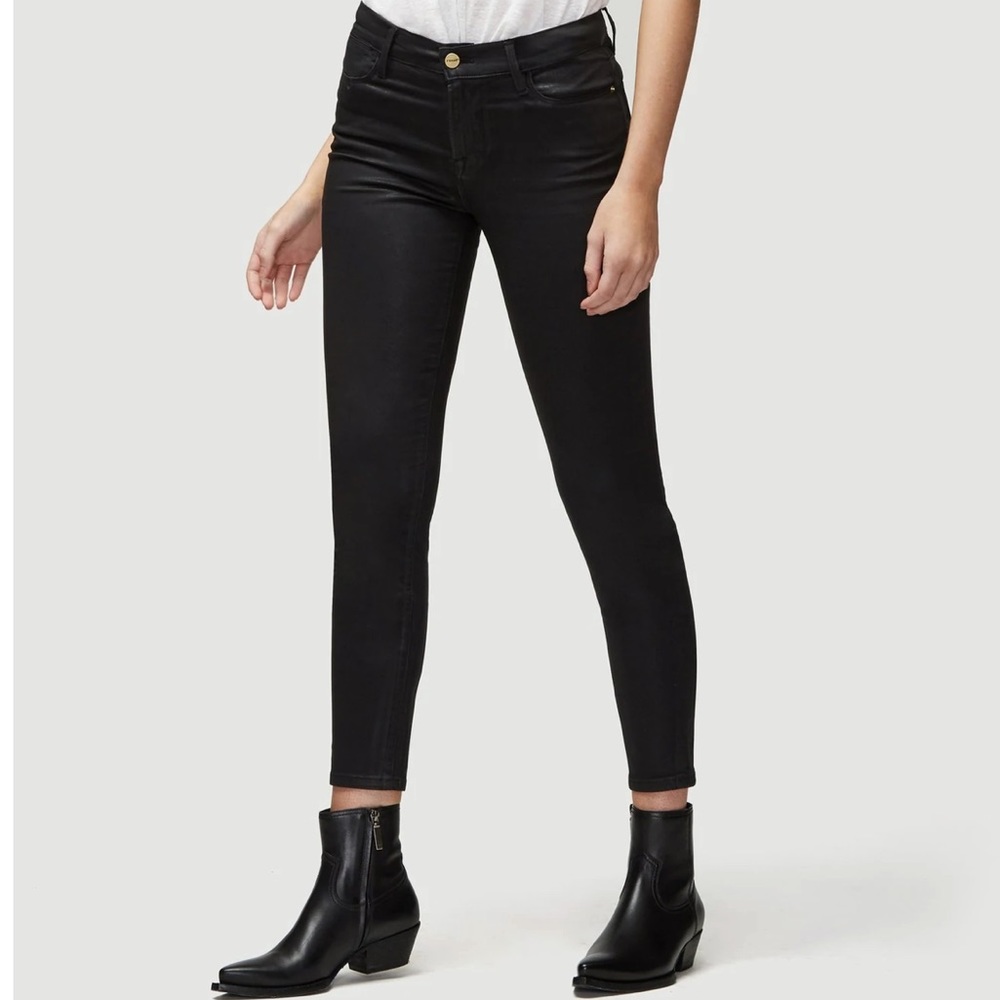Frame Le High Skinny Coated Black Jeans